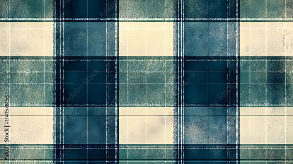 A seamless plaid pattern in muted blues and greens, offering a professional, tailored appearance.