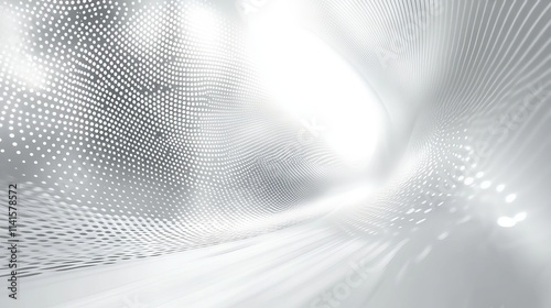 Abstract space design concept with white light on grey background in halftone style