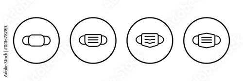 Mask icon vector isolated on white background. Man face with mask icon. Safety breathing masks. Industrial safety N95 mask. Medical mask vector icon.