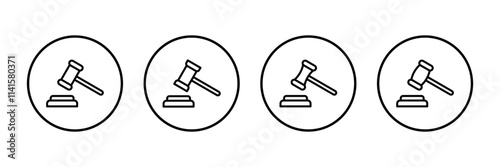 Gavel icon vector isolated on white background. Hammer icon vector. Judge Gavel Auction Icon Vector. Bid