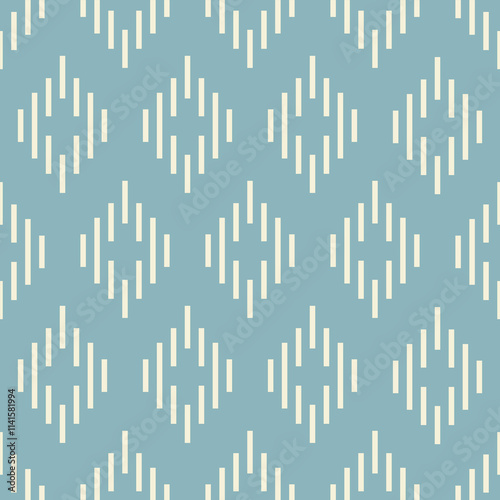 seamless pattern with arrows Motif HandCraft Embroidery Diamond Shape Vector on Blue Background. Classy repeat ivory weaves geometry ornament decoration background for apparel fabrics clothes bags