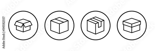 Box icon vector isolated on white background. Cardboard box, packaging open. Box vector icon