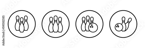 Bowling game Pin Icon vector isolated on white background. Bowling icon, ball and pin