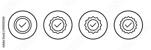 Approved icon vector isolated on white background. Certified Medal Icon vector. check mark