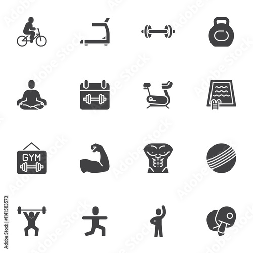 Gym and Fitness vector icons set