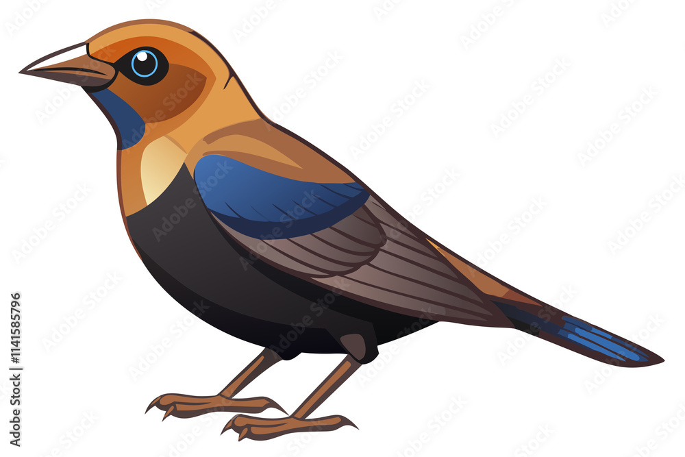 Obraz premium Stunning Brown-Headed Cowbird Illustration - Nature-Inspired Artwork