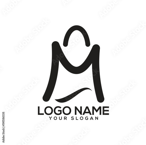 M, Shopping bag, Business logo Design, Shopping icon. online shopping logo , abstract purple bag with letter m. Letter M Logo.