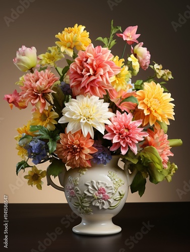 Wallpaper Mural A vibrant display of multicolored flowers in elegant ceramic pots, featuring rich textures, with a soft-focus backdrop that accentuates their beauty. Torontodigital.ca