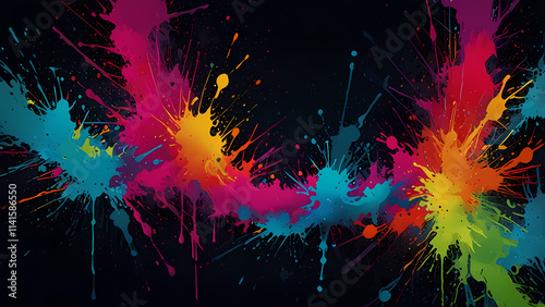 a vibrant, flat abstract background featuring a neon paint splash theme. photo