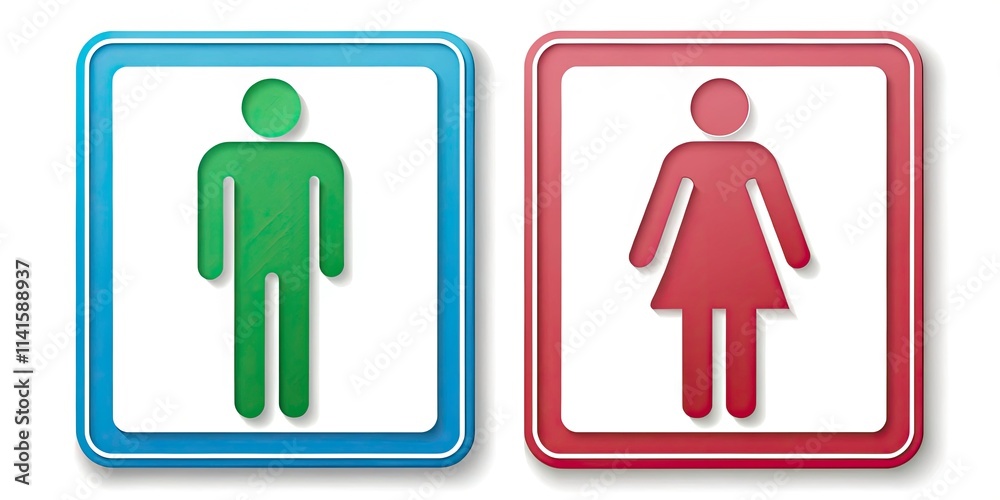 Unisex Bathroom Sign Icons Vector Illustration - Fun and Candid WC Symbols for Men and Women on White Background Unisex Bathroom Sign Icons Vector Illustration - Fun and Candid WC Symbols for Men and Women on White Background