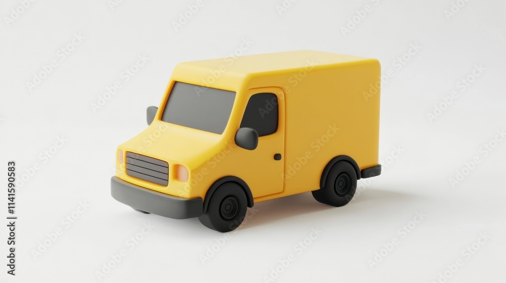 3D Render of a Yellow Delivery Van on White Background 3D Render of a Yellow Delivery Van on White Background