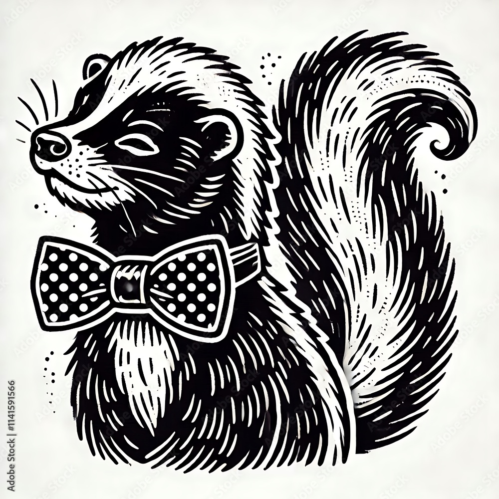 Stylized illustration of a dressed skunk. Stylized illustration of a dressed skunk.