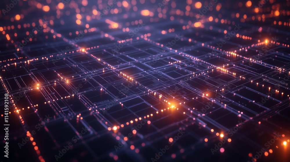 Cyber Network Grid with Illuminated Connections - Made with Generative AI Cyber Network Grid with Illuminated Connections - Made with Generative AI