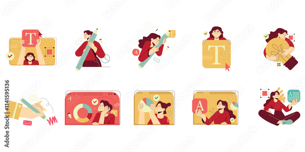 Fototapeta premium People Office Illustration Set