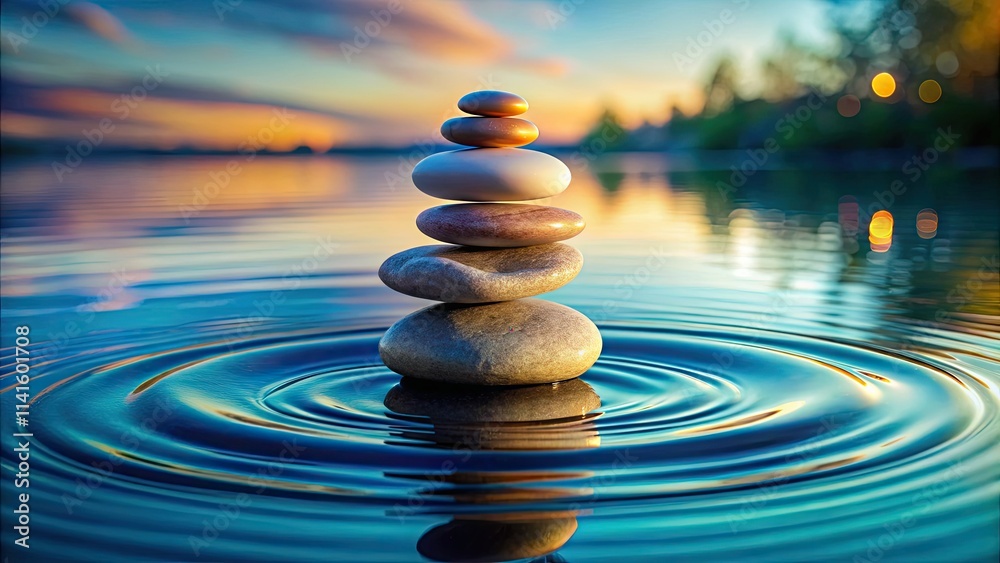 Aerial view: tranquil water, zen stones ripple gently, serene nature's embrace. Aerial view: tranquil water, zen stones ripple gently, serene nature's embrace.
