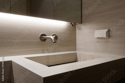 Bathroom interior decorated with sophisticated marble