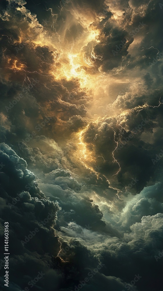 Luminous Storm: A Dramatic Sky of Clouds and Lightning Luminous Storm: A Dramatic Sky of Clouds and Lightning