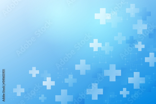 Abstract White Medical Cross On Blue Background. Vector Illustration. Wallpaper