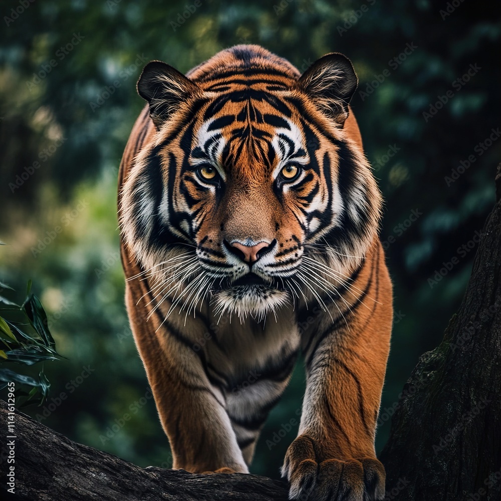 Majestic Tiger in the Jungle: A Close-Up Portrait Majestic Tiger in the Jungle: A Close-Up Portrait