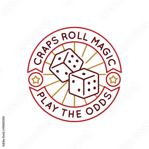 Simple Logo with pair of dice icon. Simple badge depicting two dice for casino, gambling, and gaming themes, suitable for web, app, and game design. Vector illustration.