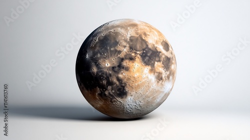 Realistic Lunar Sphere: A Detailed Depiction of the Moon's Surface and Craters in a Simple Studio Setting photo