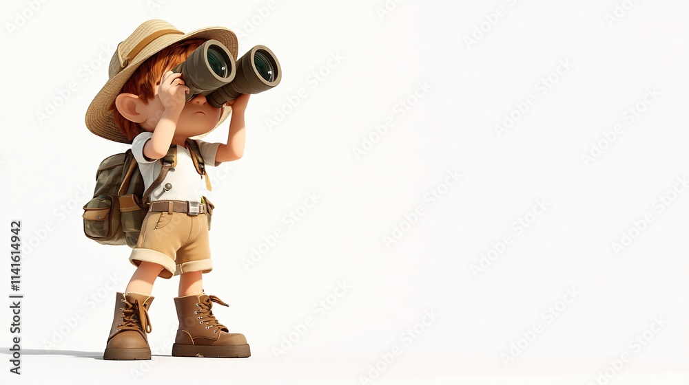 Young Explorer on an Adventure: A curious child gazes through binoculars, ready to discover new worlds. Young Explorer on an Adventure: A curious child gazes through binoculars, ready to discover new worlds.