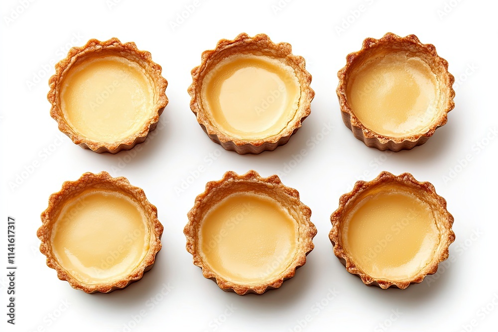 Empty tartlets (tarts, tart shells) isolated on the white background Empty tartlets (tarts, tart shells) isolated on the white background