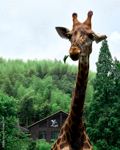 Photography giraffe portrait in front of my camera