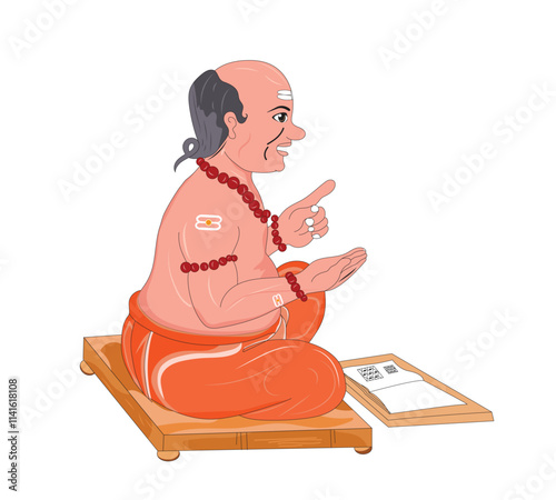 Indian priest Panditji performing havan pooja,  worshiping gods