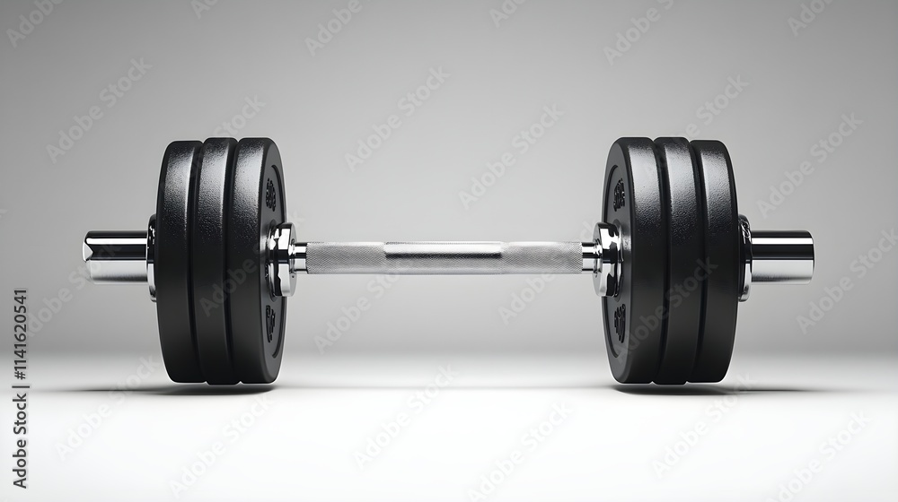 A sleek, modern dumbbell with black weights sits on a minimalist surface, emphasizing strength and fitness. A sleek, modern dumbbell with black weights sits on a minimalist surface, emphasizing strength and fitness.