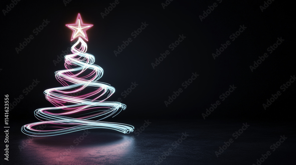 Glowing abstract Christmas tree in teal, pink, and white colors, radiating festive cheer and warmth, perfect for holiday decorations and celebrations Glowing abstract Christmas tree in teal, pink, and white colors, radiating festive cheer and warmth, perfect for holiday decorations and celebrations