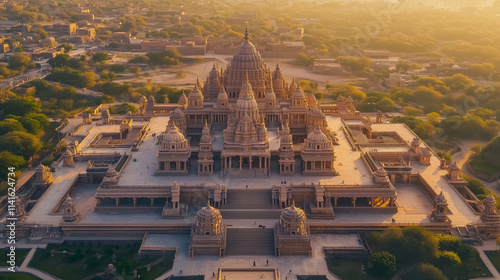 Ram Mandir in Ayodhya During Golden Hour. Majestic Indian Temple.