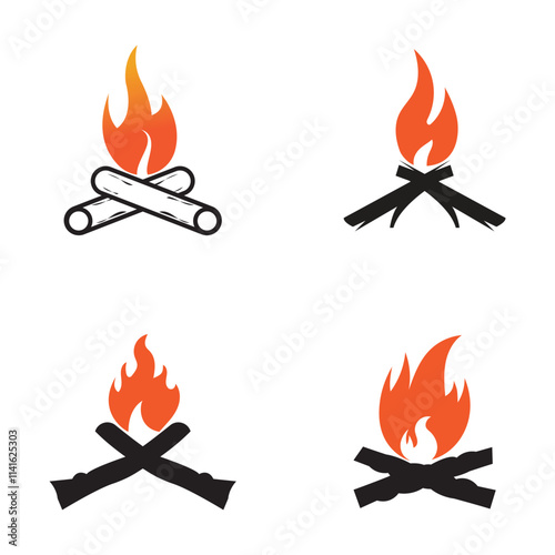 Hipster vintage bonfire set logo design. Logo for camping  adventure wildlife  campfire.