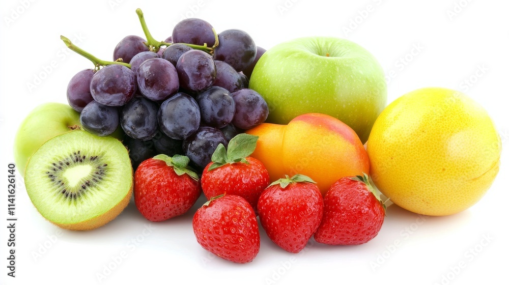 Colorful fruits and vegetables on a white background Colorful fruits and vegetables on a white background