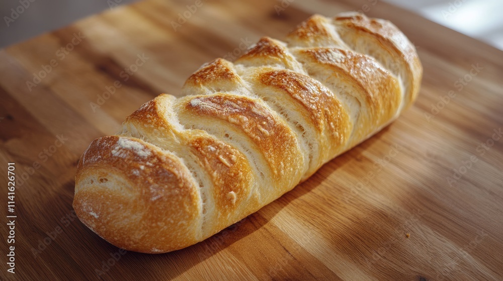 Freshly baked bread on a wooden table Freshly baked bread on a wooden table