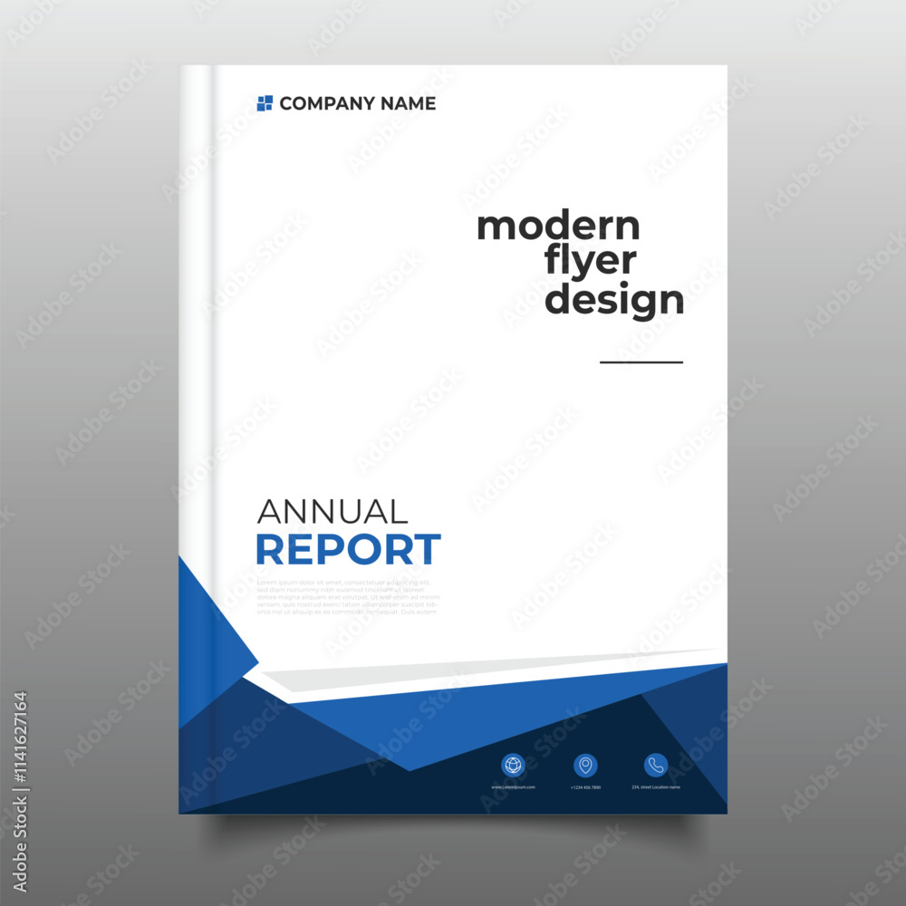 Modern business blue annual report cover template flyer design Modern business blue annual report cover template flyer design