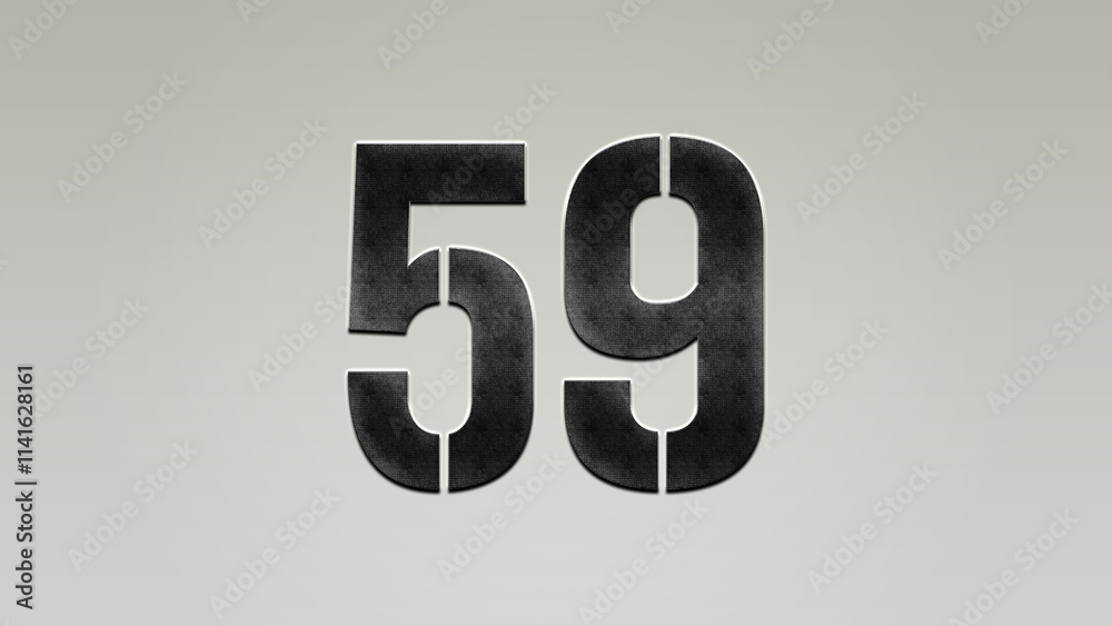 3D Bold metal number 59 on silver background. 3D Bold metal number 59 on silver background.
