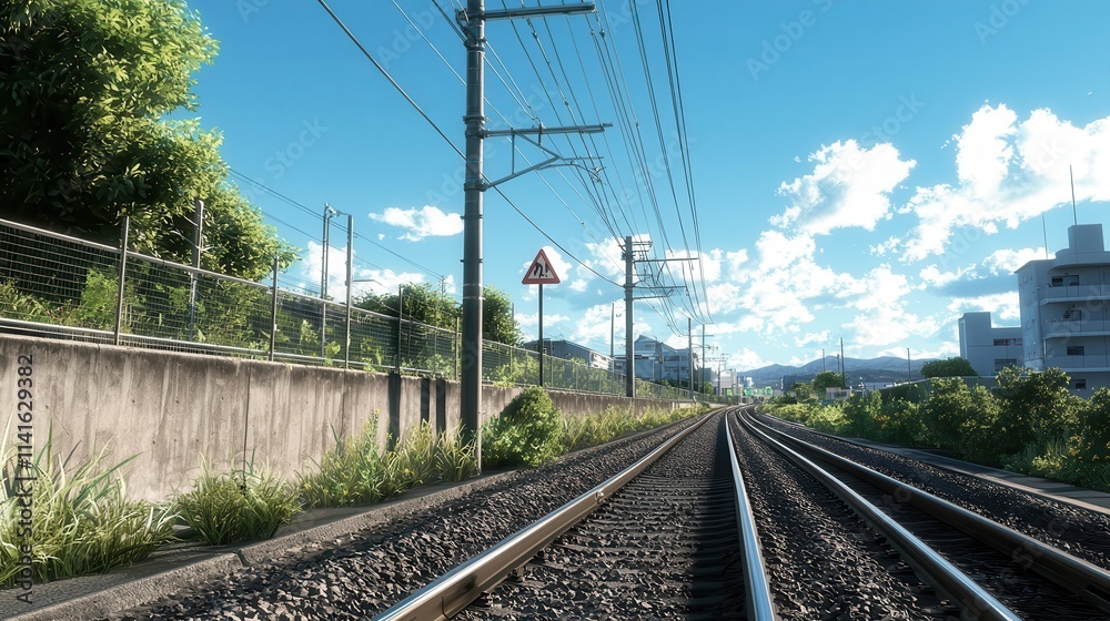Long empty highway stretching through a desert landscape under a bright blue sky Long empty highway stretching through a desert landscape under a bright blue sky