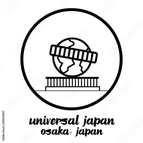 Circle Icon Universal Japan. Vector Illustration
