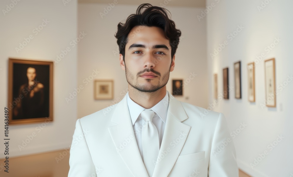 Elegant man in a gallery setting Elegant man in a gallery setting