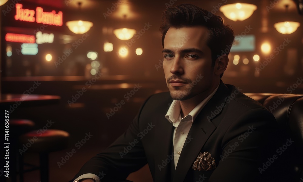 Stylish man in a jazz bar setting Stylish man in a jazz bar setting