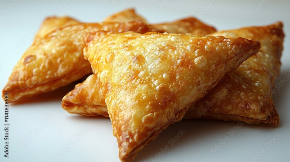 Indian snack food. Onion samosa isolated on a white background. Indian snack food. Onion samosa isolated on a white background.