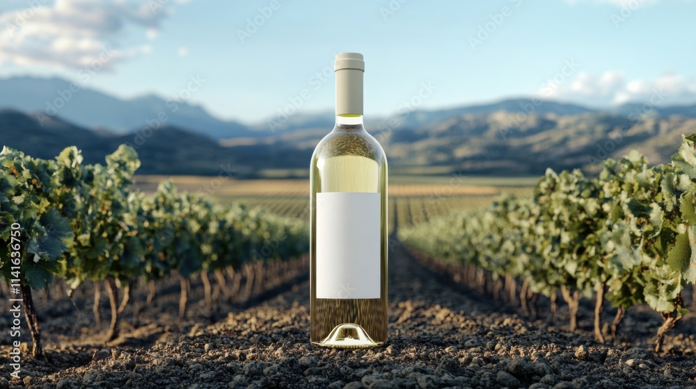 Fototapeta premium a bottle of wine sitting in a field