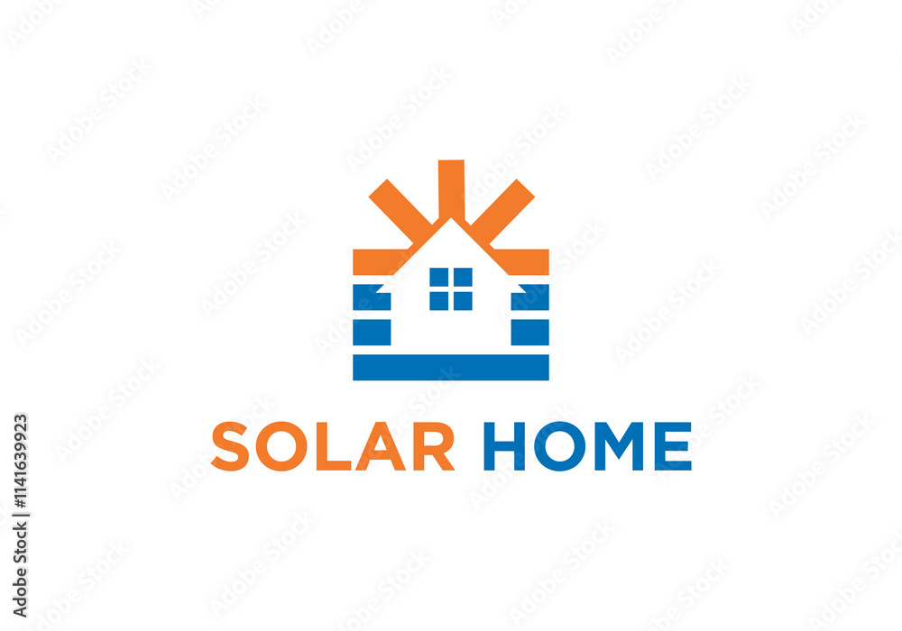 solar energy logo design with house. simple solar energy and house vector design template solar energy logo design with house. simple solar energy and house vector design template