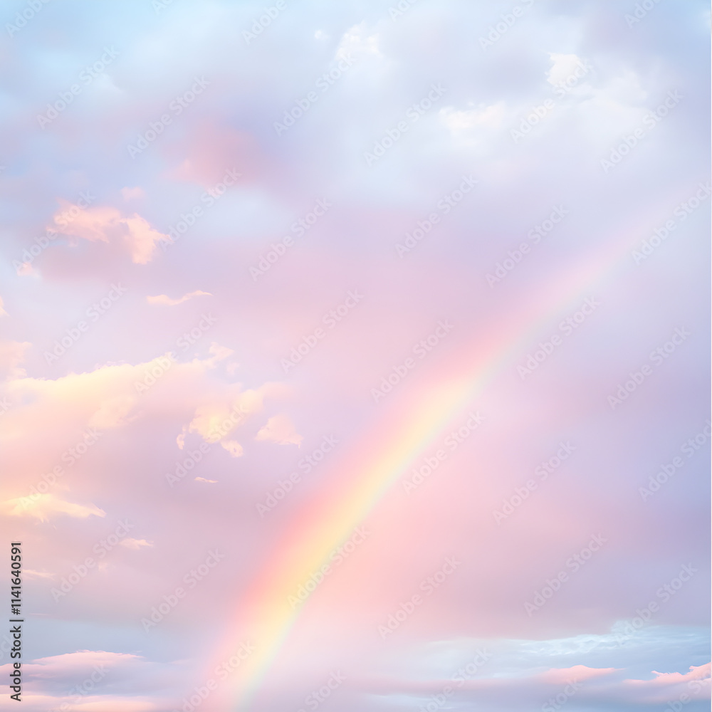 Serene Sky with a Soft Rainbow Amidst Clouds Serene Sky with a Soft Rainbow Amidst Clouds