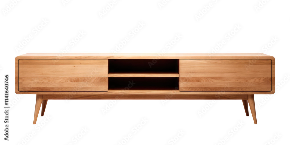 Modern wood tv stand isolated on transparent white background, Clipping Path Modern wood tv stand isolated on transparent white background, Clipping Path