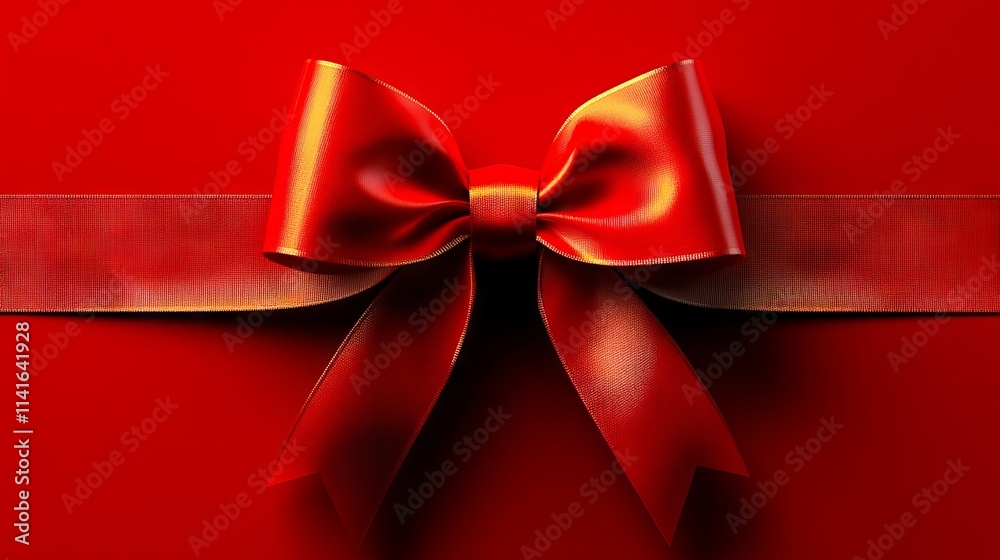 A red gift box with a red ribbon tied in a bow