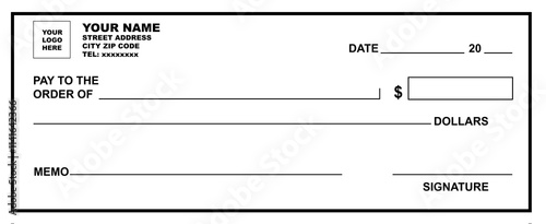 Blank Check template or cheque template, 300dpi