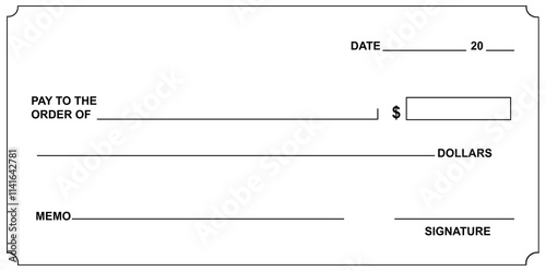 Blank Check template or cheque template, 300dpi