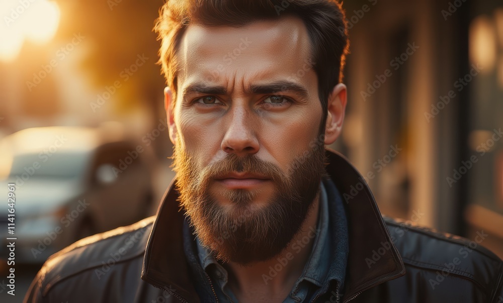 Intense portrait of a man at sunset Intense portrait of a man at sunset